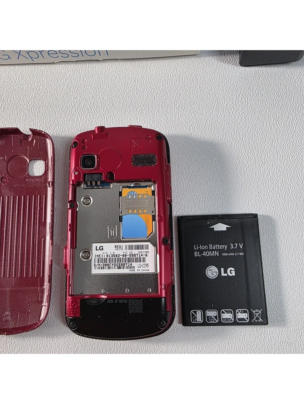 LG Xpression C395 Red Slider 3G Touch Slider Cell Phone Tested